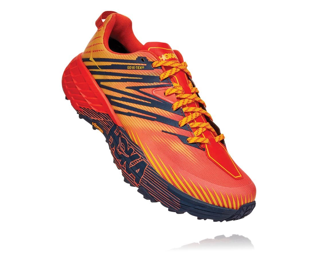 Hoka One One Speedgoat 4 Gore-Tex Férfi Terepfutó Cipők Piros / Arany [WEVNT-1253]